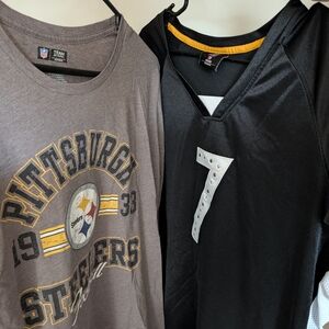 Pittsburgh Steelers Women's Black and Gray Tops